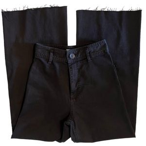 Zara Marine Straight Raw Hem Wide leg Women’s Black Size 4 Jeans High Rise